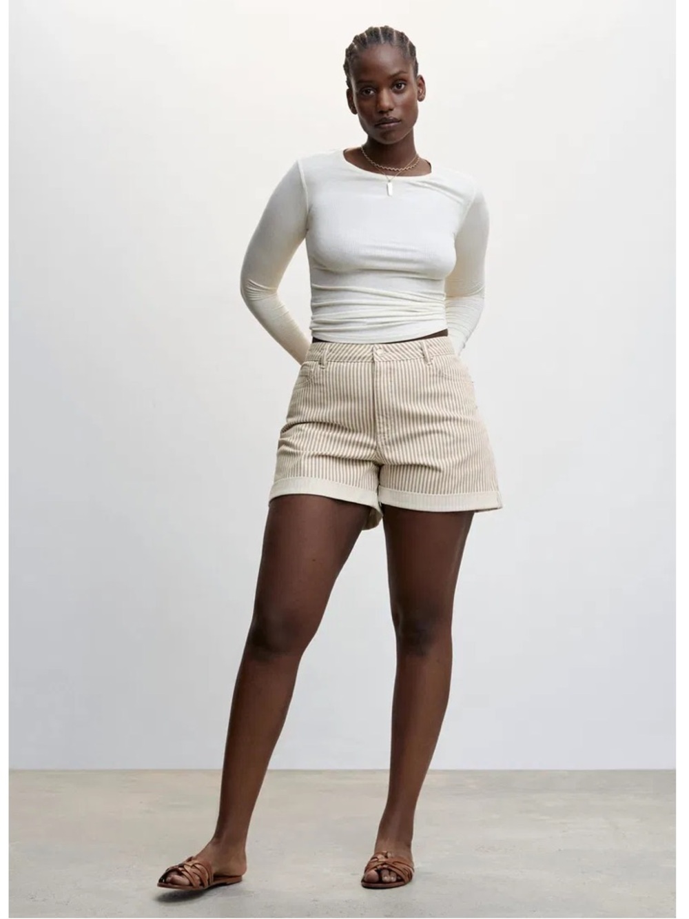 Mango “MOM80” 🤎🤍🤎 Mom-Fit Denim Shorts - 6